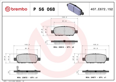 BREMBO P 56 068 Číslo výrobce: 24871. EAN: 8020584090695.