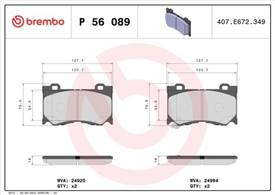BREMBO P 56 089 Číslo výrobce: 24920. EAN: 8020584104798.