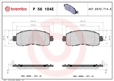 BREMBO P 56 104E Číslo výrobce: 25581. EAN: 8020584123300.