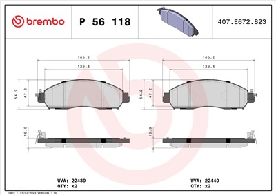 BREMBO P 56 118 Číslo výrobce: 22439. EAN: 8020584087466.