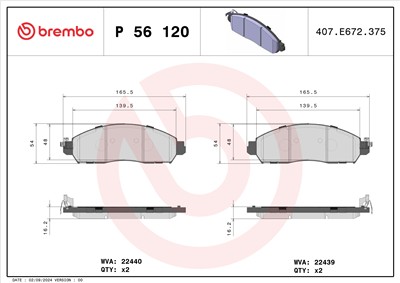 BREMBO P 56 120 Číslo výrobce: 22439. EAN: 8020584069981.