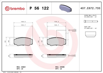 BREMBO P 56 122 Číslo výrobce: 23921. EAN: 8020584113387.