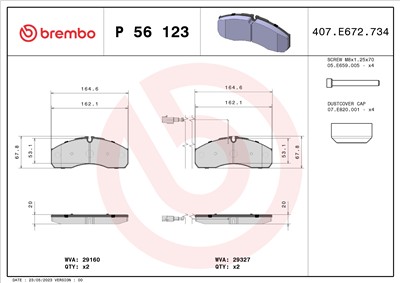 BREMBO P 56 123 Číslo výrobce: 29160. EAN: 8020584113394.