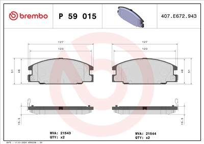 BREMBO P 59 015 Číslo výrobce: 21543. EAN: 8020584055465.