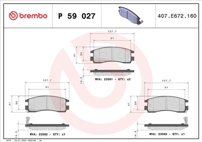 BREMBO P 59 027 Číslo výrobce: 23361. EAN: 8020584055588.