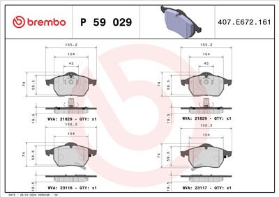 BREMBO P 59 029 Číslo výrobce: 21829. EAN: 8020584055601.