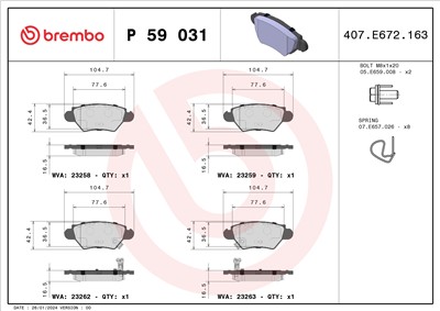BREMBO P 59 031 Číslo výrobce: 23258. EAN: 8020584055625.