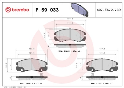 BREMBO P 59 033 Číslo výrobce: 21845. EAN: 8020584055649.