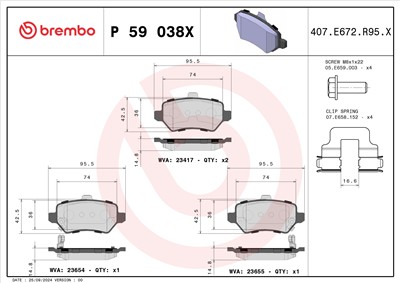BREMBO P 59 038X Číslo výrobce: 23654. EAN: 8020584069035.