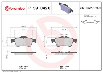 BREMBO P 59 042X Číslo výrobce: 23482. EAN: 8020584121696.