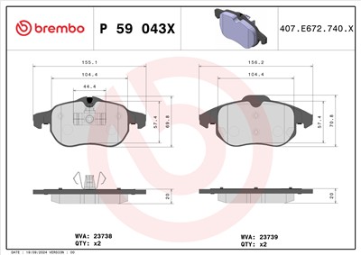 BREMBO P 59 043X Číslo výrobce: 23739. EAN: 8020584069042.