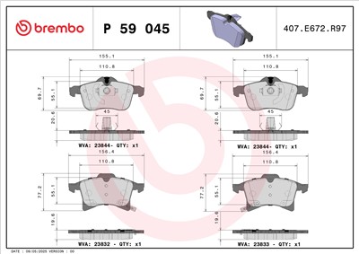 BREMBO P 59 045X Číslo výrobce: 23833. EAN: 8020584069059.