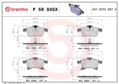 BREMBO P 59 045X Číslo výrobce: 23832. EAN: 8020584069059.