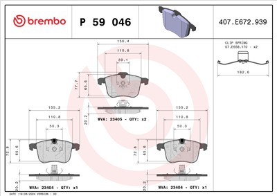 BREMBO P 59 046 Číslo výrobce: 23405. EAN: 8020584059616.