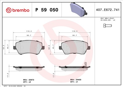 BREMBO P 59 050 Číslo výrobce: 23973. EAN: 8020584061541.