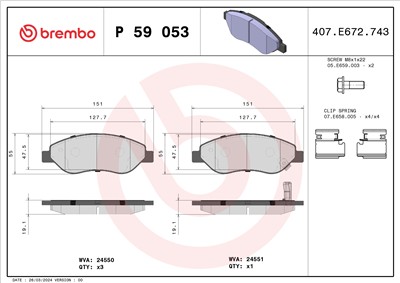 BREMBO P 59 053 Číslo výrobce: 24550. EAN: 8020584061572.