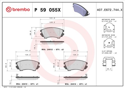 BREMBO P 59 055X Číslo výrobce: 24412. EAN: 8020584069066.