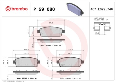 BREMBO P 59 080 Číslo výrobce: 25097. EAN: 8020584103524.