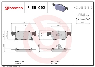 BREMBO P 59 092 Číslo výrobce: 22342. EAN: 8020584084519.