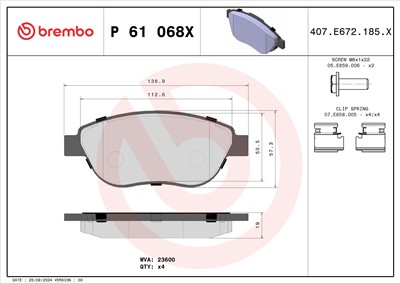 BREMBO P 61 068X Číslo výrobce: 23600. EAN: 8020584069103.