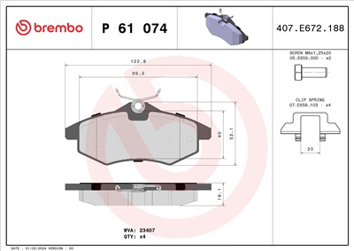 BREMBO P 61 074 Číslo výrobce: 23407. EAN: 8020584056509.