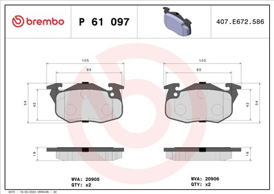 BREMBO P 61 097 Číslo výrobce: 20905. EAN: 8020584061756.