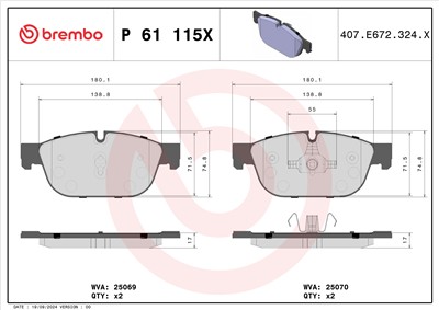BREMBO P 61 115X Číslo výrobce: 25069. EAN: 8020584121733.