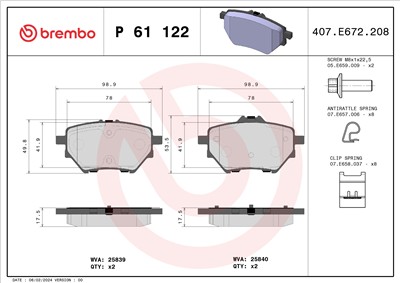 BREMBO P 61 122 Číslo výrobce: 25839. EAN: 8020584111659.