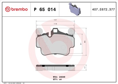 BREMBO P 65 014 Číslo výrobce: 24049. EAN: 8020584061855.