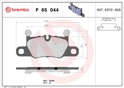 BREMBO P 65 044 Číslo výrobce: 22990. EAN: 8020584118047.