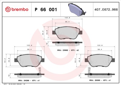 BREMBO P 66 001 Číslo výrobce: 23982. EAN: 8020584103692.