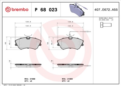 BREMBO P 68 023 Číslo výrobce: 21888. EAN: 8020584056868.