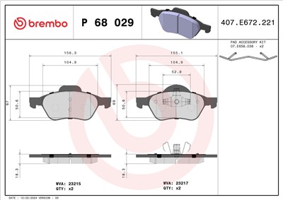 BREMBO P 68 029 Číslo výrobce: 23217. EAN: 8020584056929.