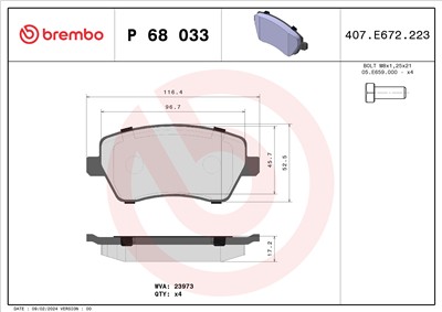 BREMBO P 68 033 Číslo výrobce: 23973. EAN: 8020584056967.