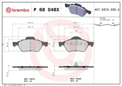 BREMBO P 68 048X Číslo výrobce: 23215. EAN: 8020584069196.