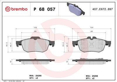 BREMBO P 68 057 Číslo výrobce: 25265. EAN: 8020584103722.