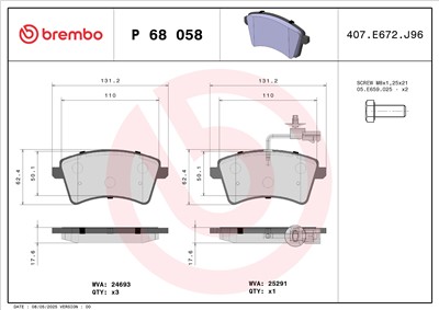BREMBO P 68 058 Číslo výrobce: 24693. EAN: 8020584103739.