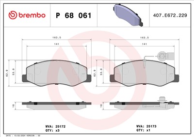 BREMBO P 68 061 Číslo výrobce: 25172. EAN: 8020584110065.