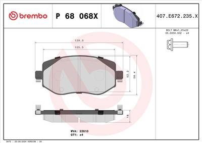 BREMBO P 68 068X Číslo výrobce: 22610. EAN: 8020584121825.