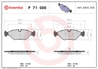 BREMBO P 71 005 Číslo výrobce: 21155. EAN: 8020584057070.