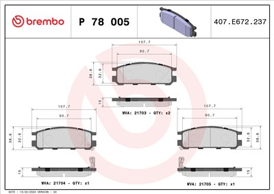 BREMBO P 78 005 Číslo výrobce: 21703. EAN: 8020584057124.