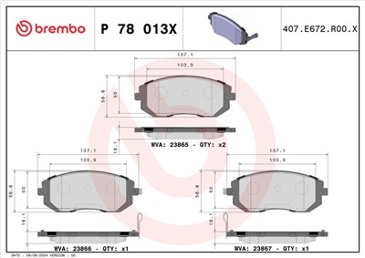 BREMBO P 78 013X Číslo výrobce: 23865. EAN: 8020584069219.