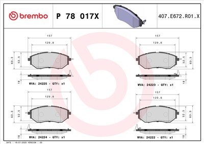 BREMBO P 78 017X Číslo výrobce: 24222. EAN: 8020584069226.