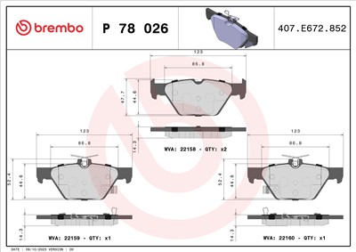 BREMBO P 78 026 Číslo výrobce: 22158. EAN: 8020584086971.