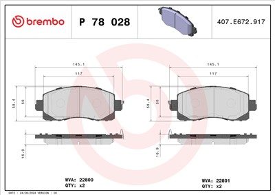 BREMBO P 78 028 Číslo výrobce: 22201. EAN: 8020584115336.