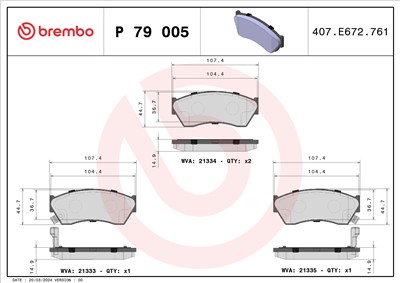 BREMBO P 79 005 Číslo výrobce: 21334. EAN: 8020584057254.
