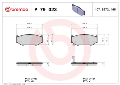 BREMBO P 79 023 Číslo výrobce: 23962. EAN: 8020584103760.