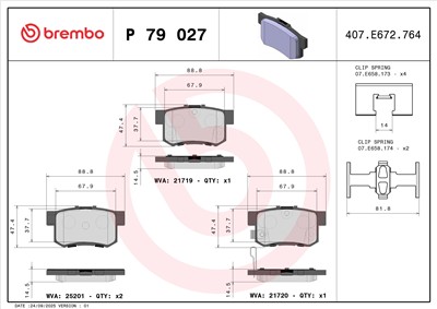 BREMBO P 79 027 Číslo výrobce: 21719. EAN: 8020584104903.