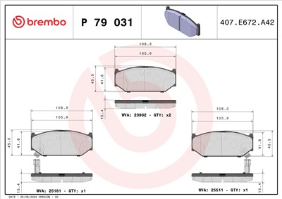 BREMBO P 79 031 Číslo výrobce: 23962. EAN: 8020584111635.