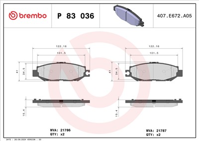 BREMBO P 83 036 Číslo výrobce: 21786. EAN: 8020584057711.
